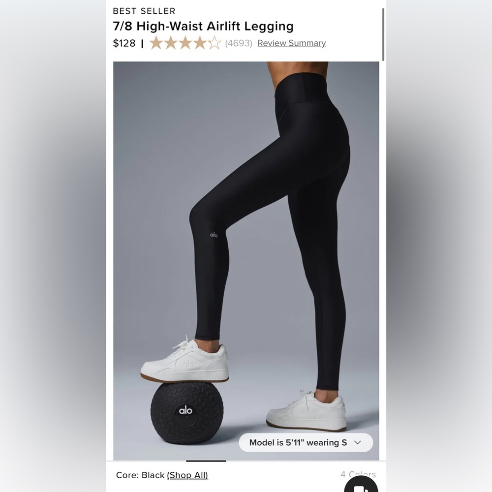 ALO yoga 7/8 high waist airlift legging - black - large